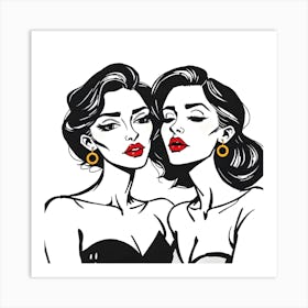 Two Beautiful Women Art Print