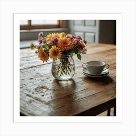 Table With Flowers Art Print