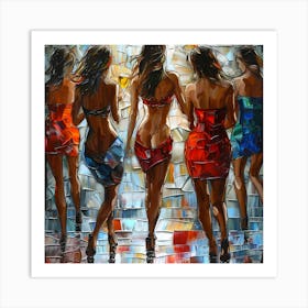 Four Girls In Dresses Art Print