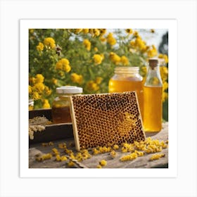 Bees And Honeycombs Art Print