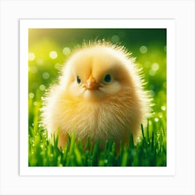 Cute Baby Chick In Grass Wall Art Print Art Print