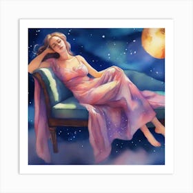 Girl Sleeping On A Couch Art Print