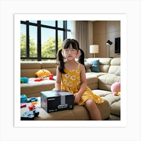 Little Girl With Nintendo Box Art Print