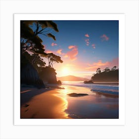 Kaiteriteri Beach New Zealand Bathed In The Ethereal Glow Of A Heavenly Realm Art Print