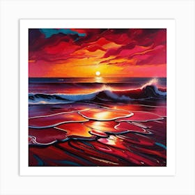 Sunset On The Beach 496 Art Print