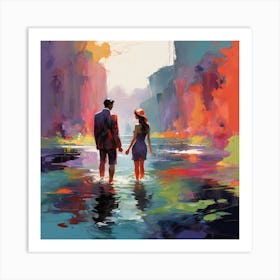 Couple In The Water Art Print