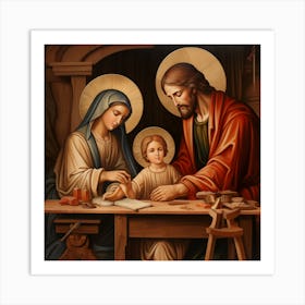 Holy Family At Work Art Print