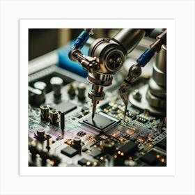 Robot Working On A Circuit Board 3 Art Print