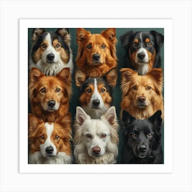 Portrait Of Dogs Art Print