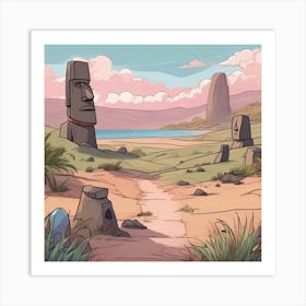 Easter Island Pastel Landscape Art Print