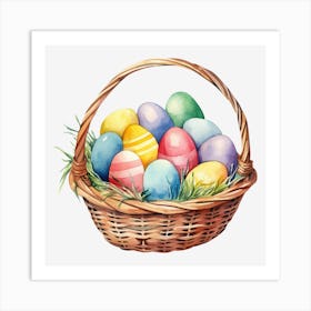 Easter Eggs In Basket Art Print