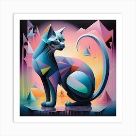 'Blue Cat' Art Print