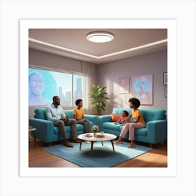 Family In Living Room Art Print