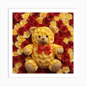 Teddy Bear With Roses 7 Art Print