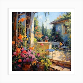 Patio With Flowers Art Print