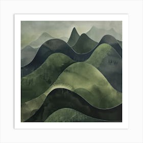 Japanese Watercolour Of Mount Hakusan 5 Art Print