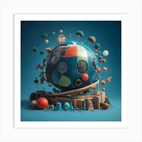 3d Rendering Of A Globe Art Print