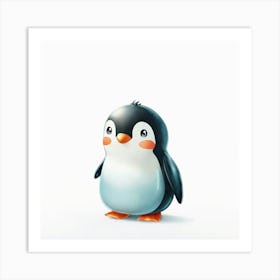 Create A Kawaii Friendly Penguin On A White Backgr (3) Art Print