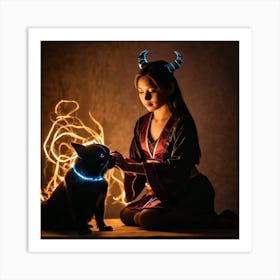 Dark Magic Glowing Beast Master Girl 6 Art Print