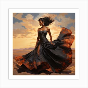 'Black Woman In The Desert' Art Print