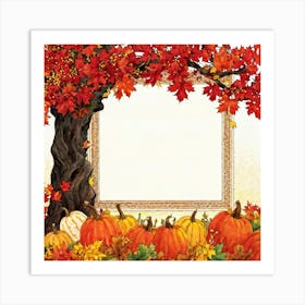 A Seasonal And Highly Detailed Illustration Featuring A Sun Dappled Oak Its Red And Brown Leaves Da (1) 2 1 Art Print