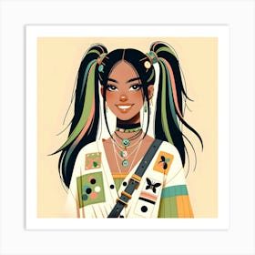 African American Girl with Buns Art Print