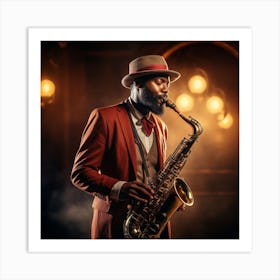 Jazz Musician Playing Saxophone Art Print