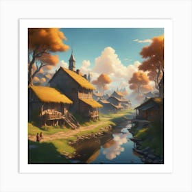 Village In Autumn Art Print