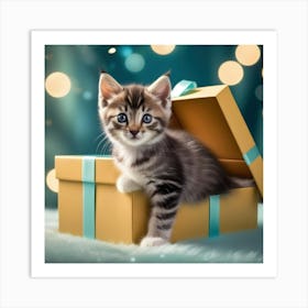 Kitten In A Gift Box Art Print