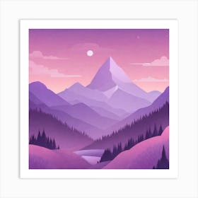 Misty mountains background in purple tone 37 Art Print