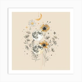 Minimalist Boho Celestial Moon 6 Art Print