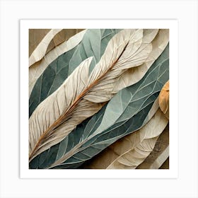 Firefly Beautiful Modern Detailed Botanical Rustic Wood Background Of Sage Herb And Indian Feathers (7) Art Print