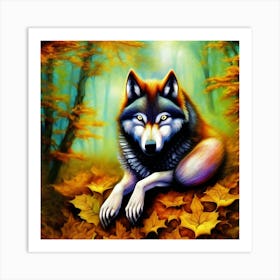 Autumn Wolf Art Print
