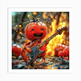 Tomato Playing Guitar Art Print