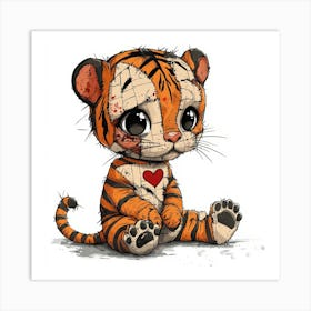 Patchwork Cartoon Baby Tiger Poster