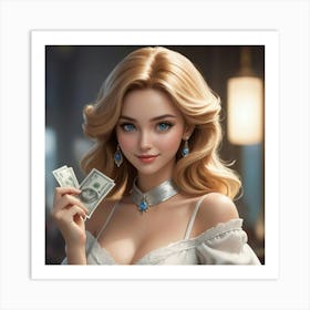 Sexy Girl With Money 1 Art Print