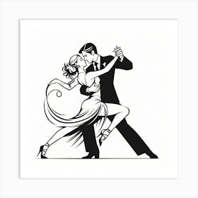 Line Art , Tango dance 4 Art Print