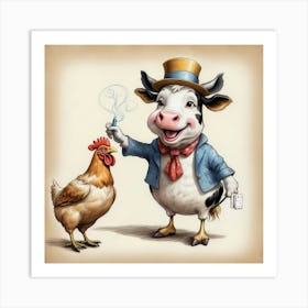 Cow And Chicken 1 Art Print