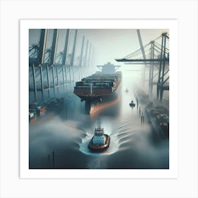 Ship In The Fog Art Print