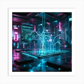 Cyber Interface With Intricate Neural Connections Symbolizing Ai And Human Cognitive Interaction Ne (1) 2 Art Print