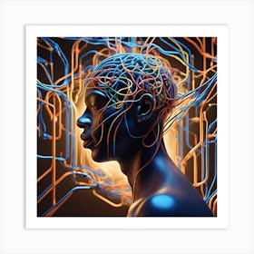 A Vibrant And Dynamic Image Featuring A Labyrinth Of Interconnected Neural Pathways Symbolizing Th Art Print