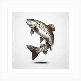 Black And White Trout Fish Cabin Restaurant Kitchen  Art Print