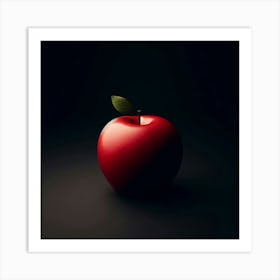 Red Apple Isolated On Black Art Print