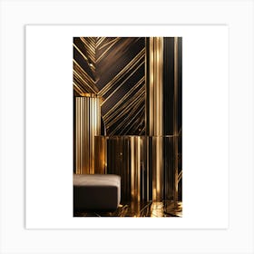 Gold And Black Stripes Art Print