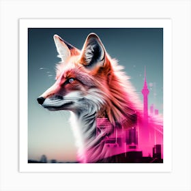 Fox and landscape Art Print