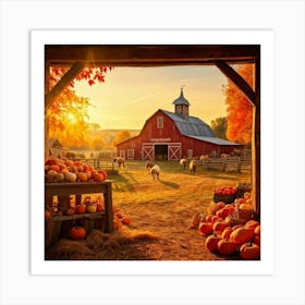 Autumn Farm Festival Capturing The Essence Of Rustic Charm Freshly Harvested Produce Spread Across (4) Art Print