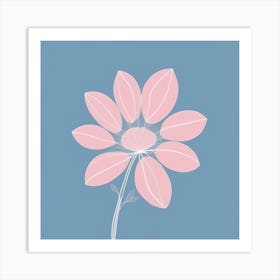 A White And Pink Flower In Minimalist Style Square Composition 633 Art Print