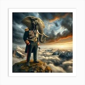 Colonel Elephant On Top Of A Mountain 1 Art Print