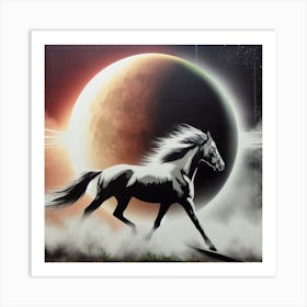 Horse And Moon Art Print