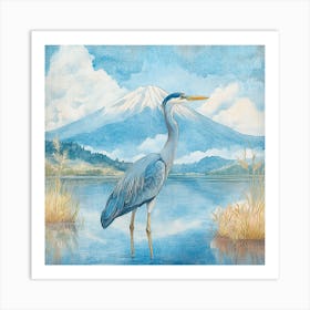 Creatai 24830 Vintage Illustration Of Blue Heron Bird Standin 9557a4d6 5a17 4686 A7a3 6437609cd5c8 2 Art Print